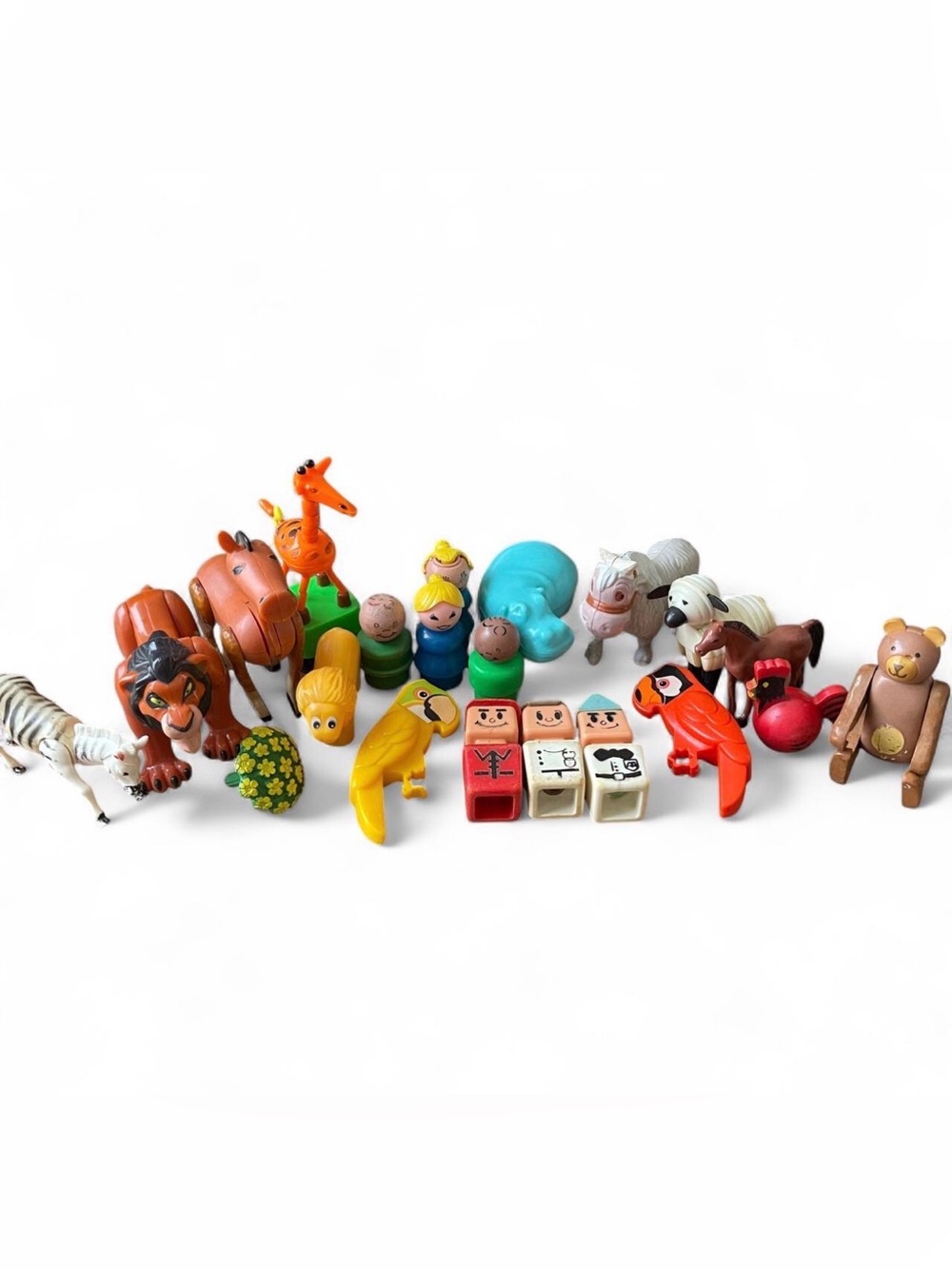 Vintage Toy Figure Lot Fisher Price Little People Playskool Hong Kong Animals